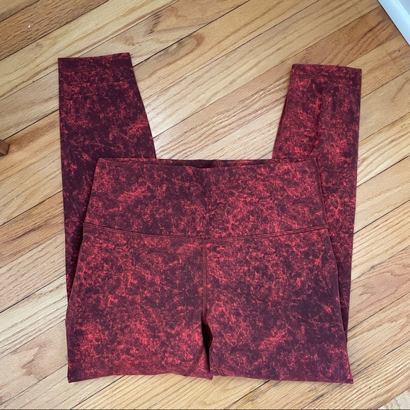 Lululemon Wunder Train High-Rise Tight 25" Denim Wash Print Autumn Red Black 10 - Picture 6 of 10